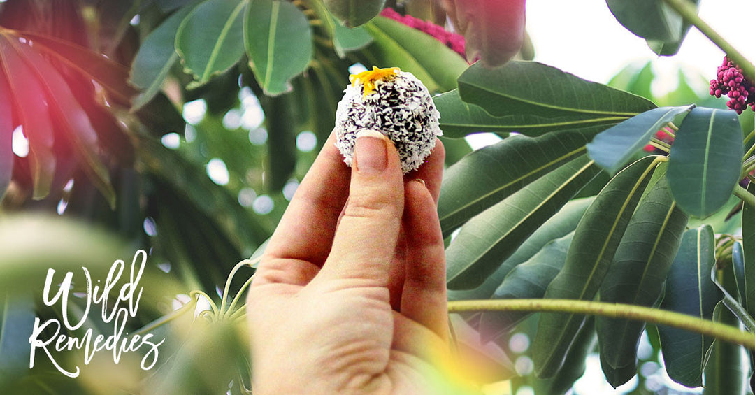 Hazelnut Chaga Bliss Balls with Orange and Coconut