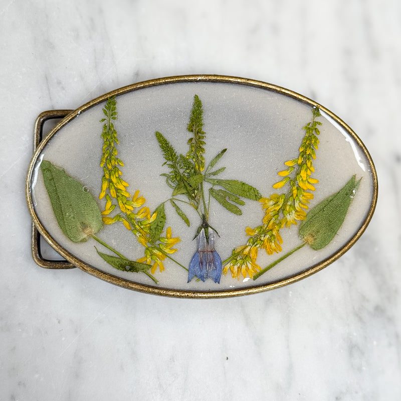 Belt Buckle: Sweet Clover + Bluebell